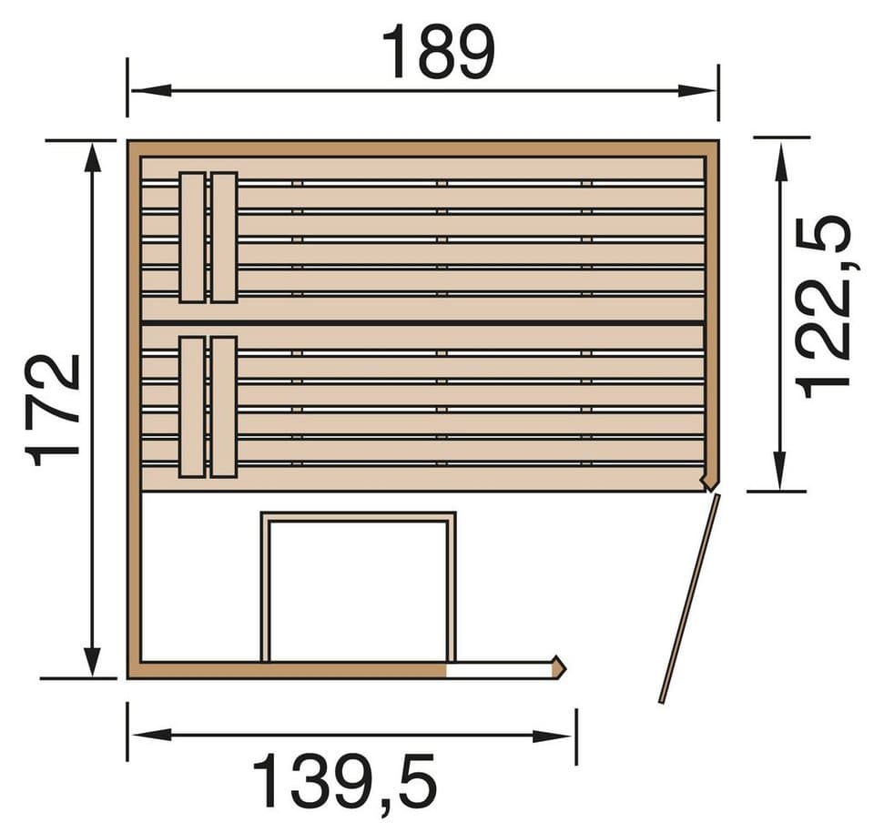 weka Sauna Valida, BxTxH: 189 x 172 x 204 cm, 38 mm, ohne Ofen - Thumbnail 6