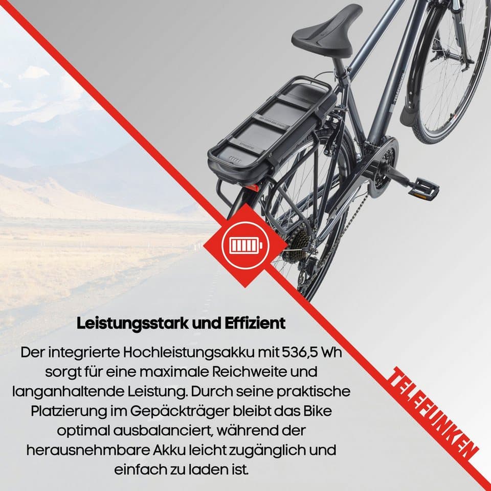 Telefunken E-Bike Trekkingrad E-Trekking Expedition XT485 Herren, 21 Gang Shimano Acera Schaltwerk, Kettenschaltung, Heckmotor, 536,5 Wh, Pedelec, Elektrofahrrad, Trekkingrad, Herren, innerhalb StVZO, 28 Zoll - Thumbnail 6