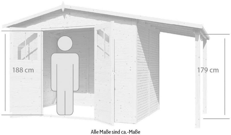 KONIFERA Gartenhaus Alto 4 PLUS Fineline Satteldach, BxT: 440x209 cm, mit Anbaudach - Thumbnail 13