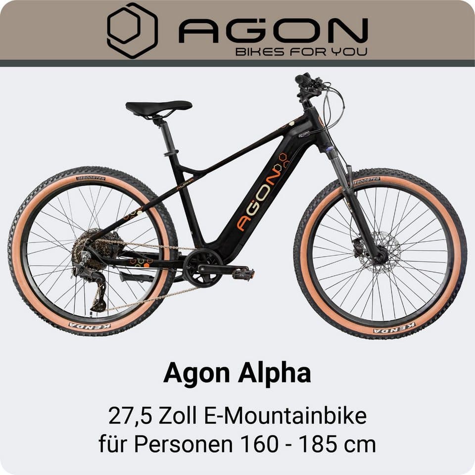 AGON E-Bike Mountainbike Alpha, 10 Gang Shimano Deore SGS T6000 Schaltwerk, Kettenschaltung, Heckmotor, 540 Wh, E Bike Mountainbike Herren oder Damen 160 - 185 cm - Thumbnail 3