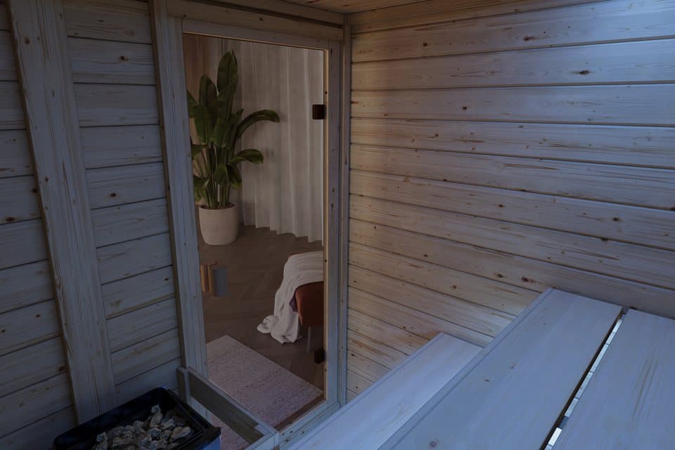 welltime Sauna Backas, BxTxH: 148 x 145 x 190,5 cm, 28 mm, verschiedene Varianten - Thumbnail 7