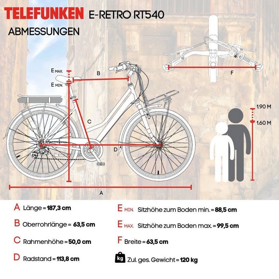 Telefunken E-Bike Cityrad Multitalent RT540, 7 Gang Shimano Nexus Schaltwerk, Nabenschaltung, Frontmotor, 468 Wh, Pedelec, Elektrofahrrad für Damen u. Herren - Thumbnail 10