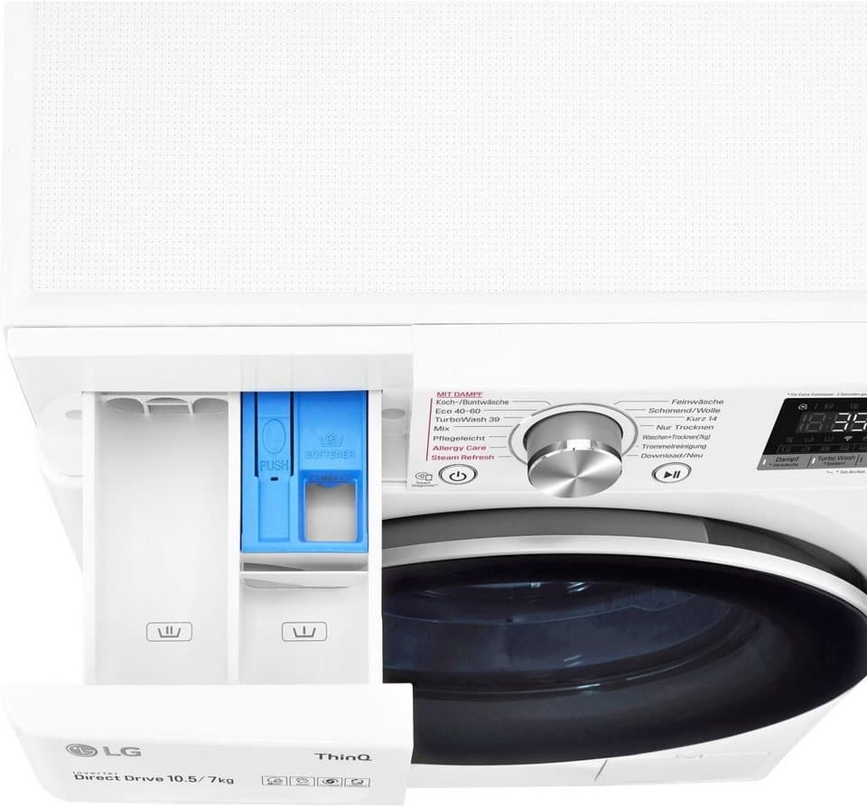 LG Waschtrockner V7WD107H2E, 10,5 kg, 7 kg, 1400 U/min, TurboWash® - Waschen in nur 39 Minuten - Thumbnail 13