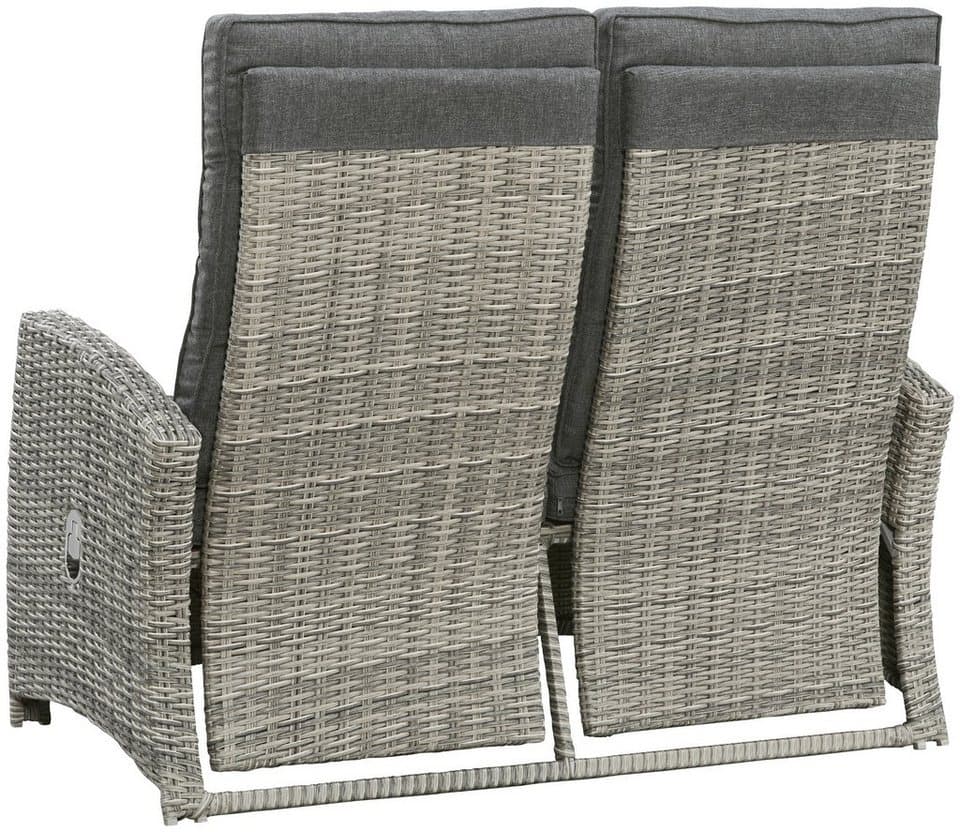 KONIFERA Garten-Essgruppe Monaco, (Set, 16-tlg., 1x2er Sofa, 2x Sessel, 2x Hocker, 1x Tisch 120x70x66cm, inkl. Auflagen), Polyrattan, Aluminium, Rückenlehne verstellbar, Grau - Thumbnail 12