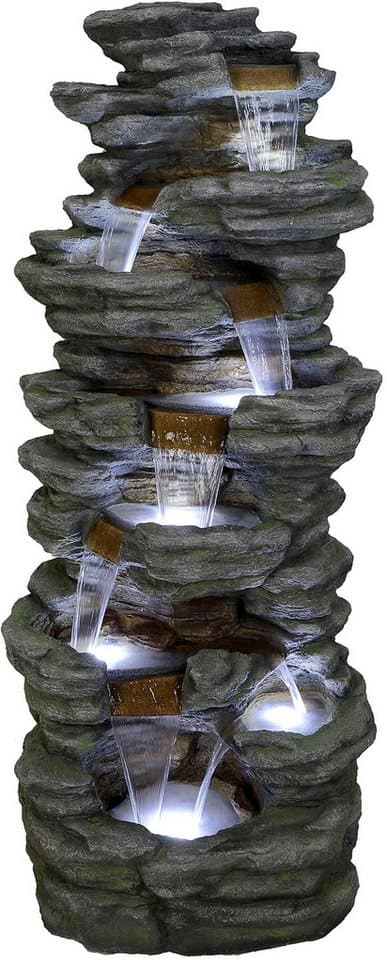AcquaArte Gartenbrunnen Wasserfall CORTE, Komplettset mit LED-Beleuchtung, Pumpe und Anschlussmaterial