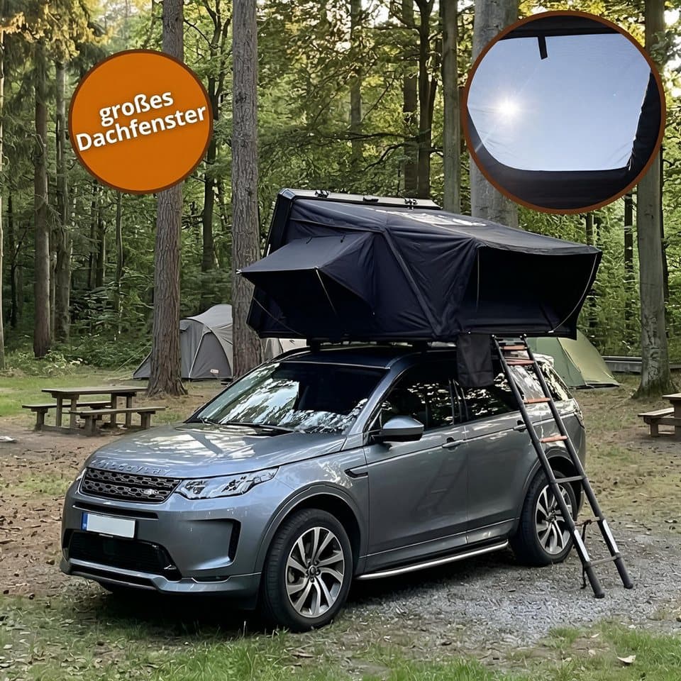 TZIpower Dachzelt Dachzelt Autodachzelt Aluminium Case 2 Größen 5 Personen Schwarz LED, Personen: 5 - Thumbnail 3
