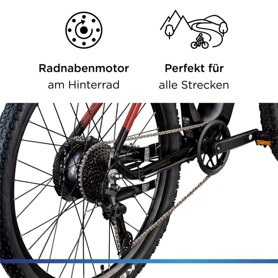 Zündapp E-Bike Mountainbike Z808, 10 Gang Shimano Deore RD-T6000 Schaltwerk, Kettenschaltung, Heckmotor, 550 Wh, Pedelec, Elektrofahrrad für Damen und Herren, MTB - Thumbnail 5