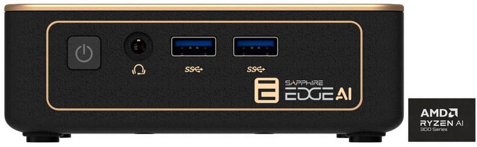 Sapphire EDGE AI 370 Barebone-PC (AMD Ryzen AI 9 HX 370, Radeon 890M, 96 GB RAM, 0 GB SSD, Luftkuhlung)