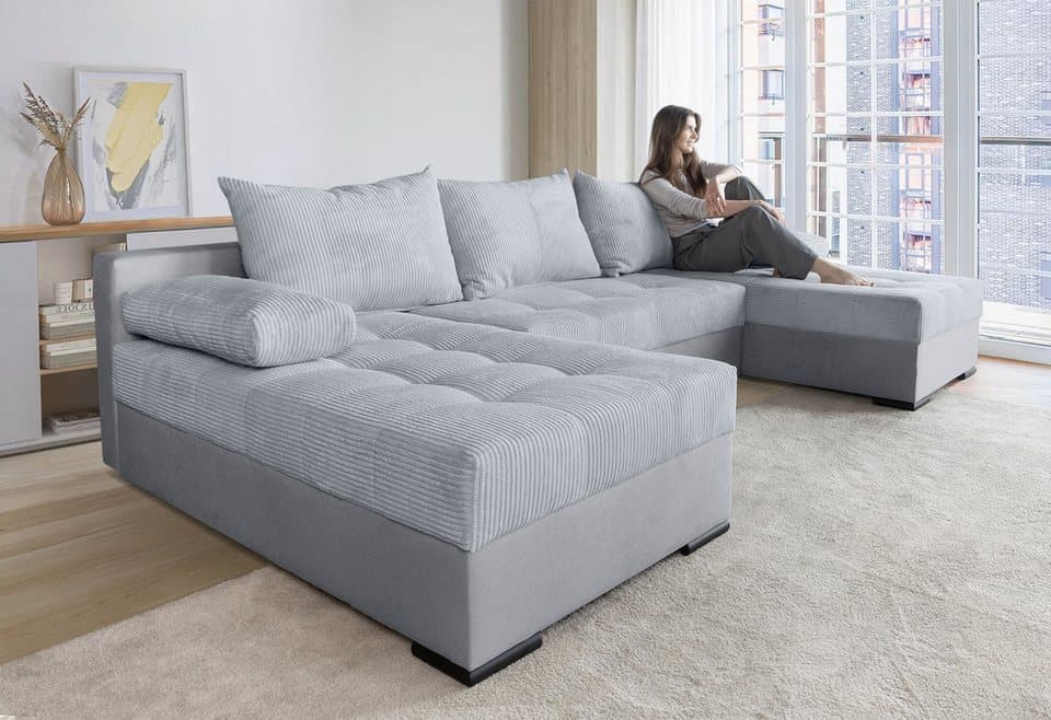 COLLECTION AB Wohnlandschaft Josy U-Form, B: 269 cm, Schlaffunktion & Bettkasten, Federkern