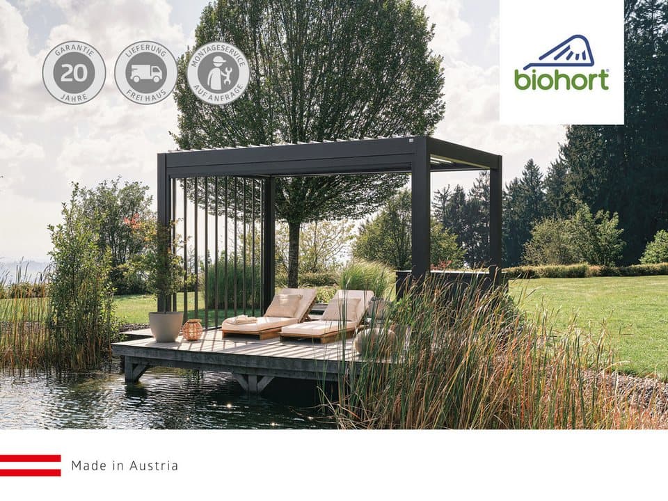 Biohort Glasschiebetür Klarglas Gr. 3 m für Pergola, verschiedene Farben, 272x 234,9 cm, Glaselemente aus 10 mm ESG - Thumbnail 2