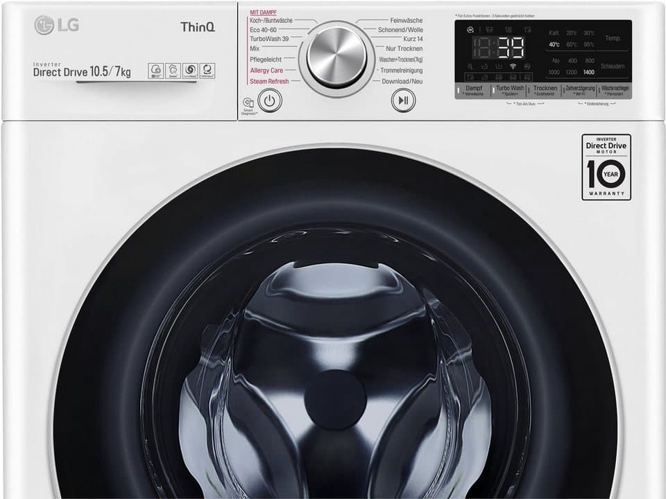 LG Waschtrockner V7WD107H2E, 10,5 kg, 7 kg, 1400 U/min, TurboWash® - Waschen in nur 39 Minuten - Thumbnail 14