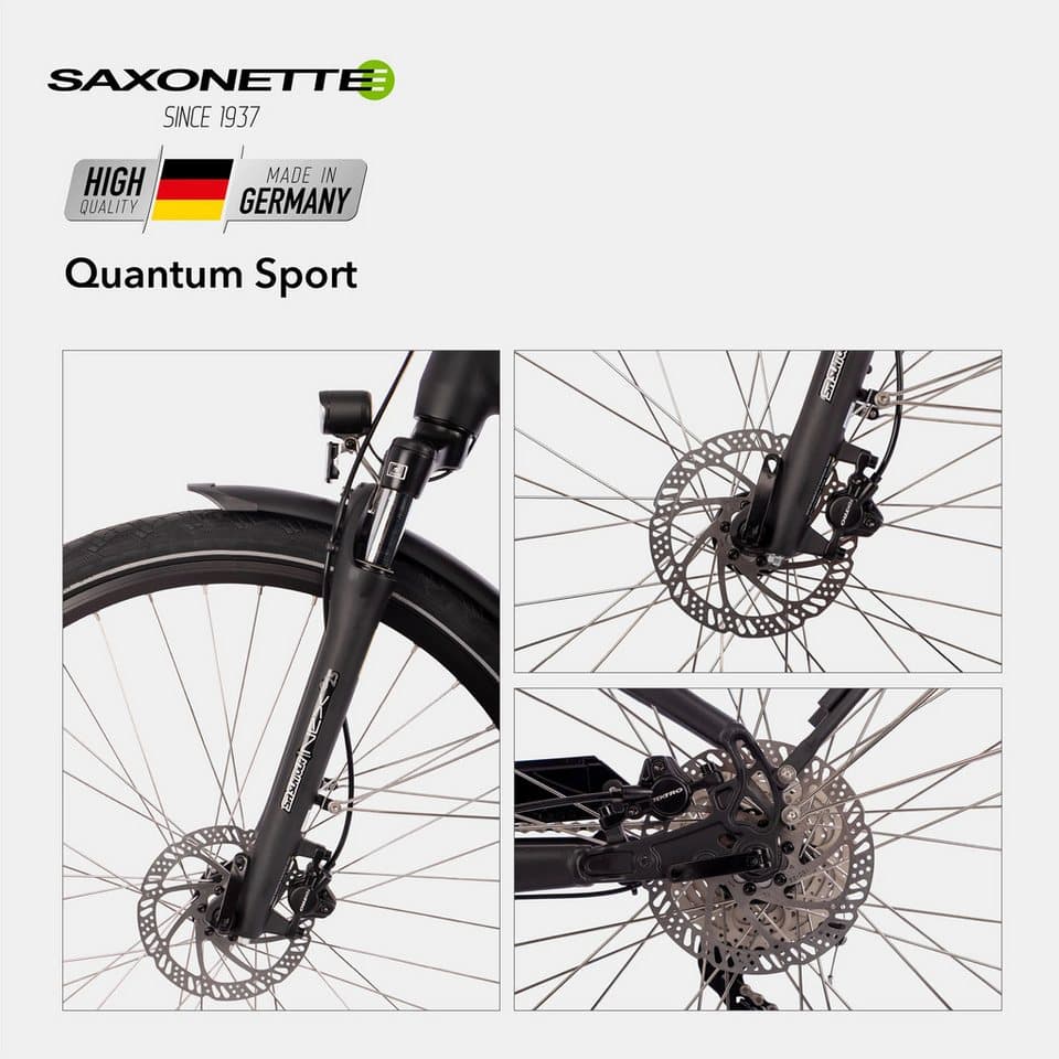 SAXONETTE E-Bike Trekkingrad Quantum Sport, 10 Gang Shimano, Kettenschaltung, Mittelmotor, 540 Wh, Pedelec, Elektrofahrrad für Damen u. Herren - Thumbnail 3