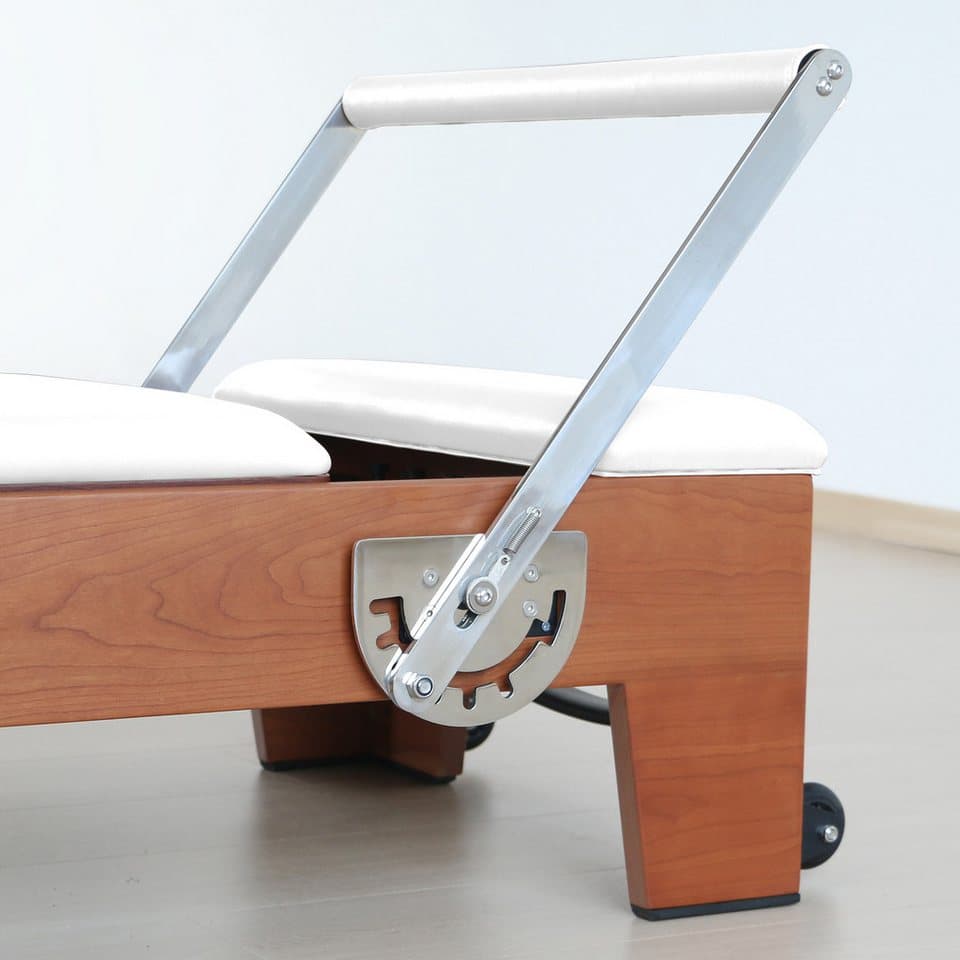 JASPORT Pilates-Reformer Hochwertige Holz-Reformer Serie für Pilates-Studios, (Inklusive Zubehör, Reformer-Set), Human-Bearing-System, Geräuscharme Rollen, Dreistufige Federplatte - Thumbnail 7
