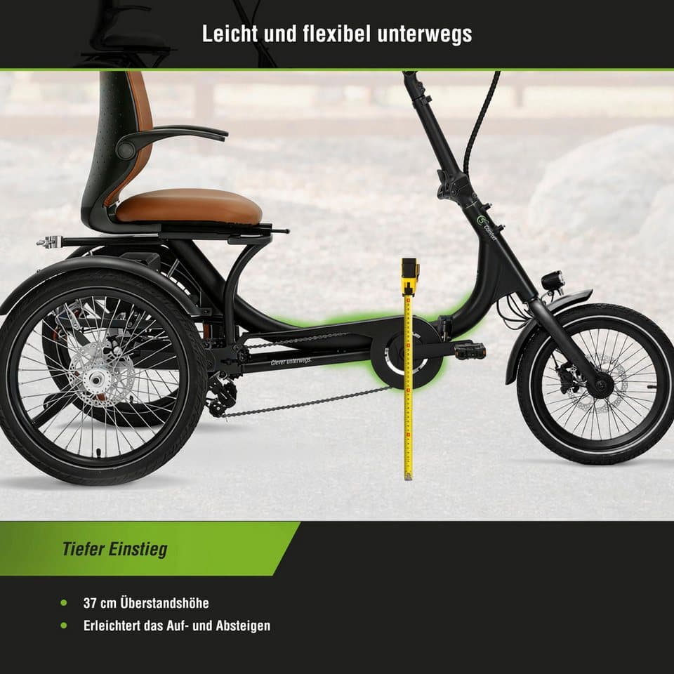 SachsenRAD E-Bike Dreirad T6 Comfort faltbar mit Alarmanlage, 7 Gang Shimano, Kettenschaltung, Heckmotor, 540 Wh - Thumbnail 5