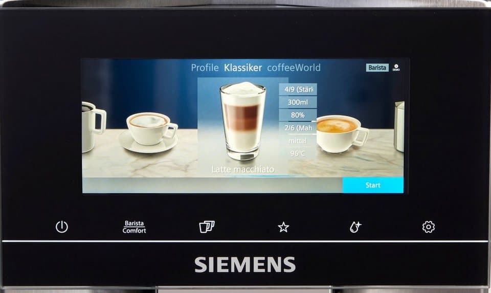 SIEMENS Kaffeevollautomat EQ900 TQ903D43, intuitives 6,8" TFT-Display, Geräuschreduzierung, App-Steuerung, Barista-Modus, AromaSelect, 3 Profile, edelstahl - Thumbnail 6