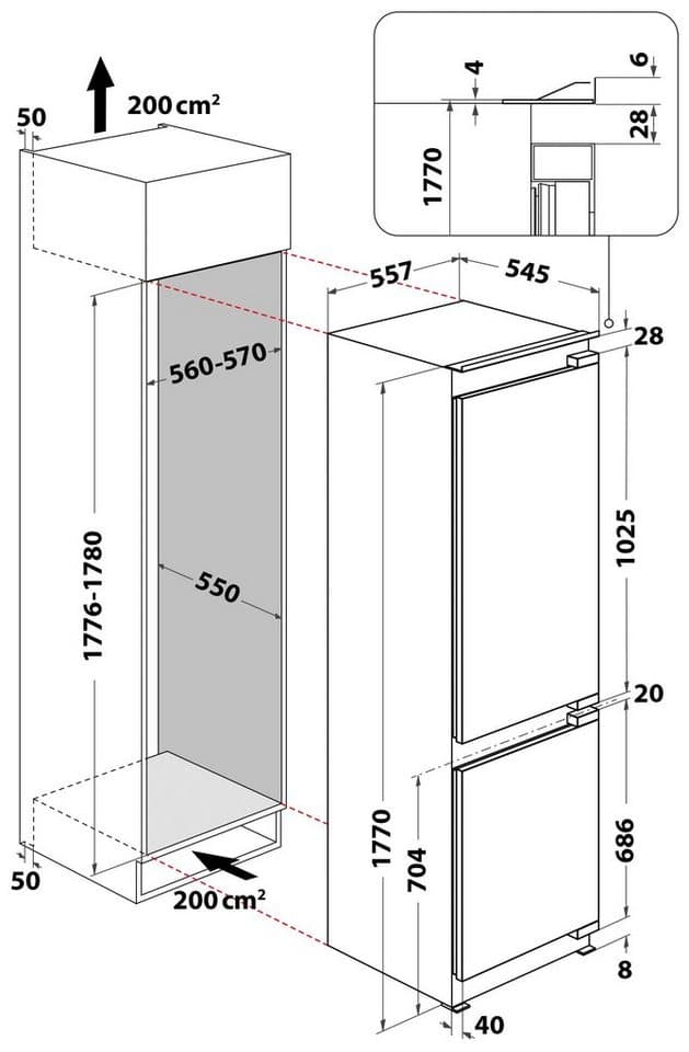 BAUKNECHT Einbaukühlgefrierkombination KGITN 18F4 M, 177 cm hoch, 55,7 cm breit - Thumbnail 9