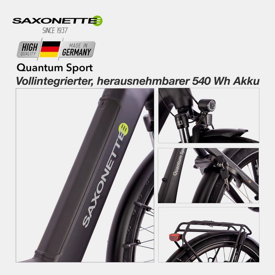 SAXONETTE E-Bike Trekkingrad Quantum Sport, 10 Gang Shimano, Kettenschaltung, Mittelmotor, 540 Wh, Pedelec, Elektrofahrrad für Damen u. Herren - Thumbnail 7
