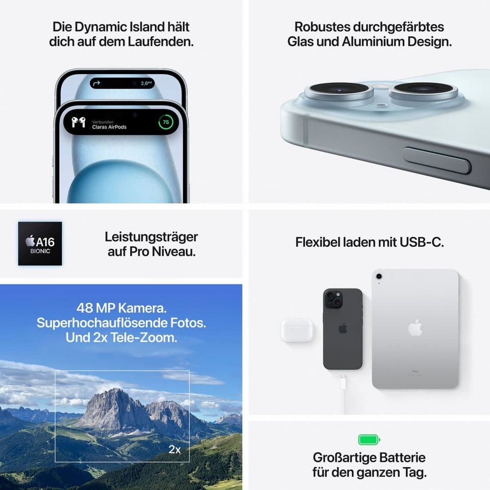Apple iPhone 15 Smartphone (15,5 cm/6,1 Zoll, 128 GB Speicherplatz, 48 MP Kamera) - Thumbnail 8