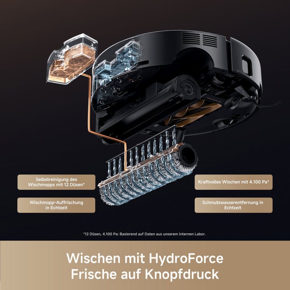 Mova Saugroboter mit Wischfunktion Z60 Ultra Roller Complete, 700 W, mit Beutel, Warmwasser-Wischsystem, Rollenmopp, überwindet Hindernisse, 28.000 Pa - Thumbnail 9