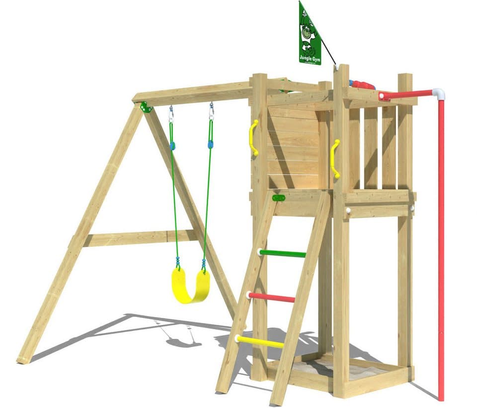 Jungle Gym Spielturm Perch, Spielanlage mit Schaukel und Rutschstange - Thumbnail 2