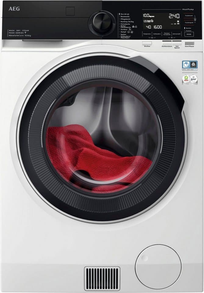 AEG Waschtrockner 9000 AbsoluteCare® LWR9W81600, 10 kg, 6 kg, 1550 U/min, AbsoluteCare®: Wärmepumpe und kein Einlaufen von Wolle und Seide - Bild 1