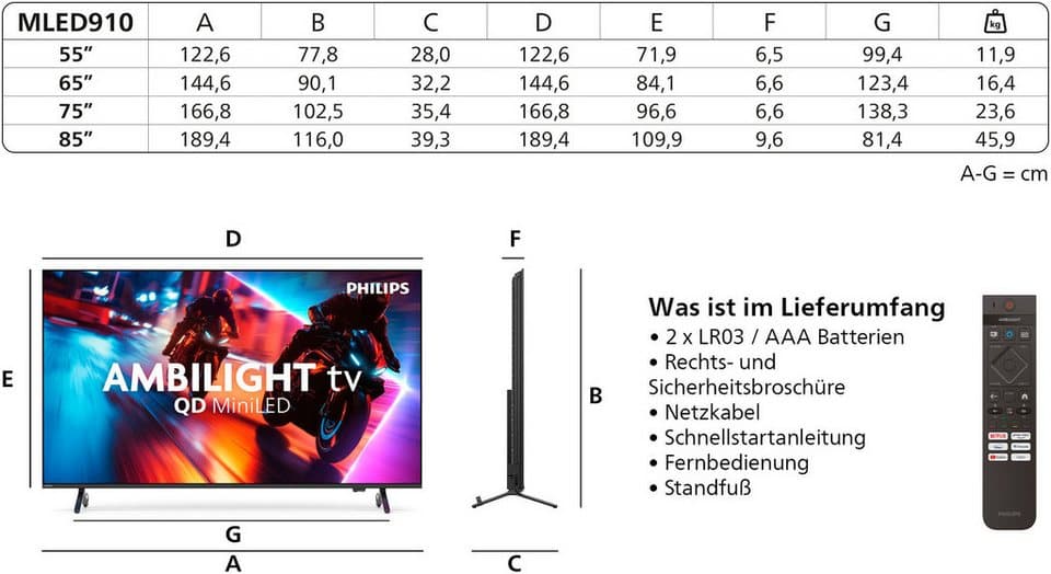 Philips 55MLED910/12 Mini-LED-Fernseher (139 cm/55 Zoll, 4K Ultra HD, Smart-TV, Ambilight, P5 Perfect Picture Engine, Dolby Vision, Gaming, Alexa) - Thumbnail 18