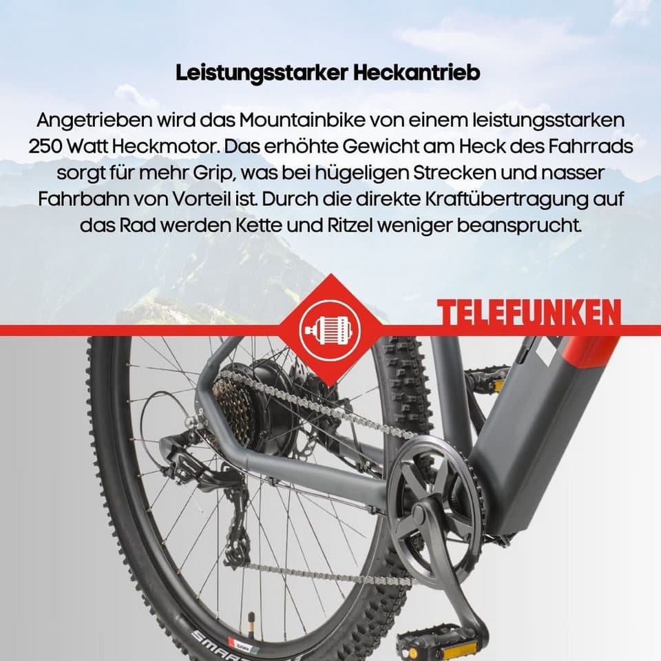 Telefunken E-Bike Mountainbike E-MTB Aufsteiger M919, 7 Gang Shimano Tourney Schaltwerk, Kettenschaltung, Heckmotor, 468 Wh, Pedelec, Elektrofahrrad, Damen u. Herren, E-MTB, Mountainbike, 29 Zoll - Thumbnail 7