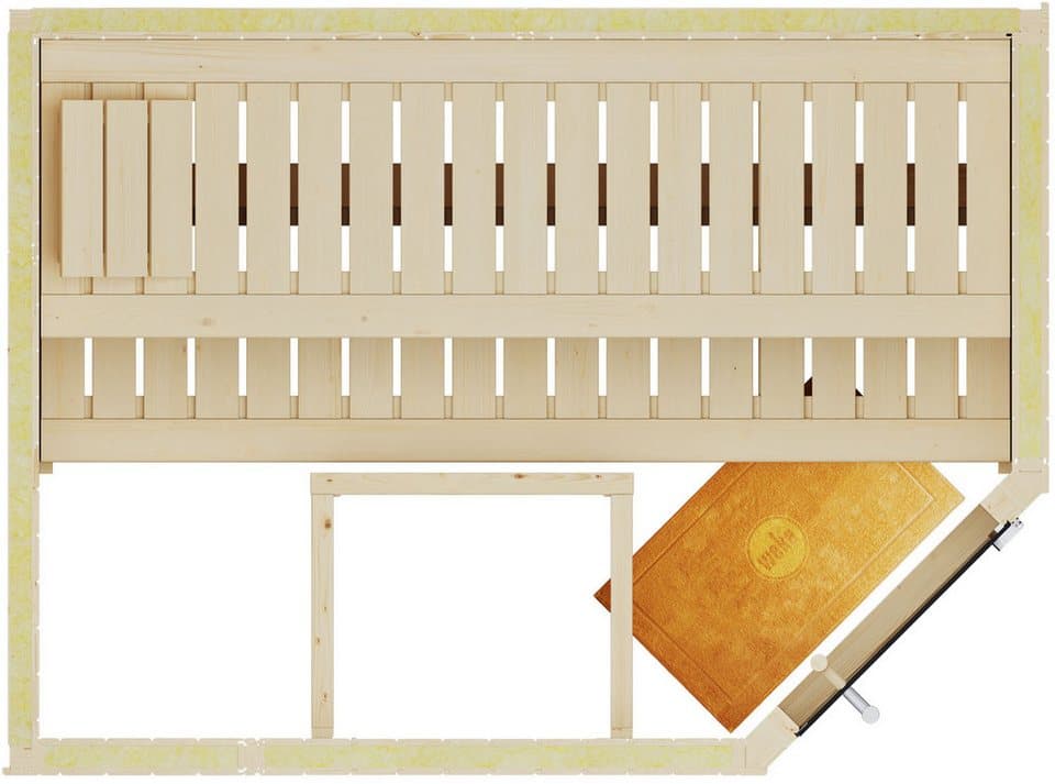 weka Sauna Element-Ecksauna VARBERG 1, BxTxH: 194 x 144 x 199 cm, 68 mm, vorgefertigte Elemente, moderne Ganzglastür - Thumbnail 8