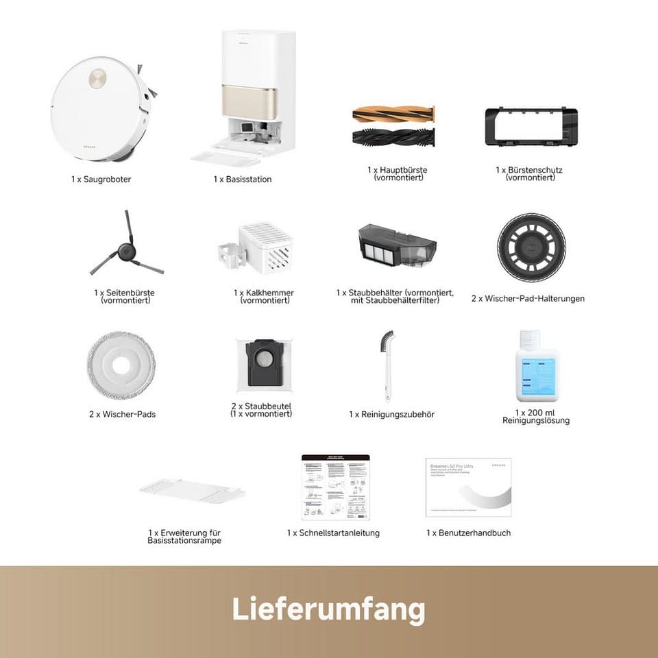 Dreame Saugroboter mit Wischfunktion L50 Pro Ultra, 600 W, 19500Pa Saugkraft, Vollautomatische Basisstation, Reinigung bei 75° C - Thumbnail 11