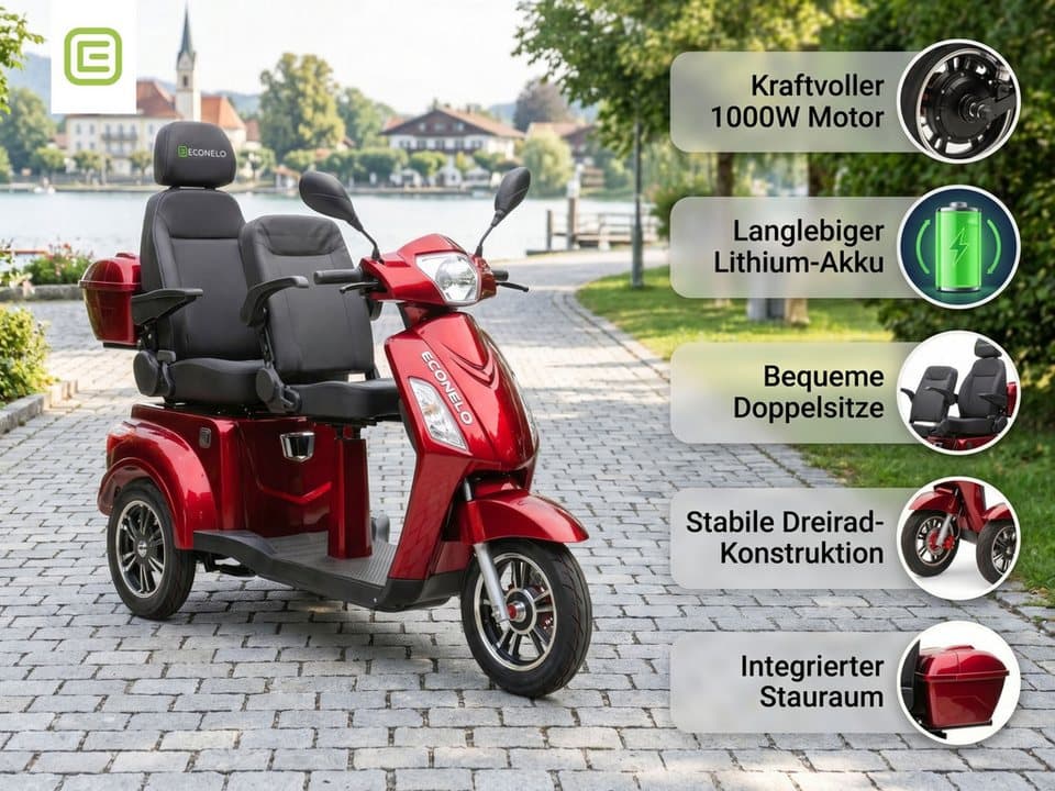 ECONELO Elektromobil, 1000 W, 25 km/h, Sicherheitsrollen gegen Kippen, 3 Geschwindigkeitsstufen - Thumbnail 8