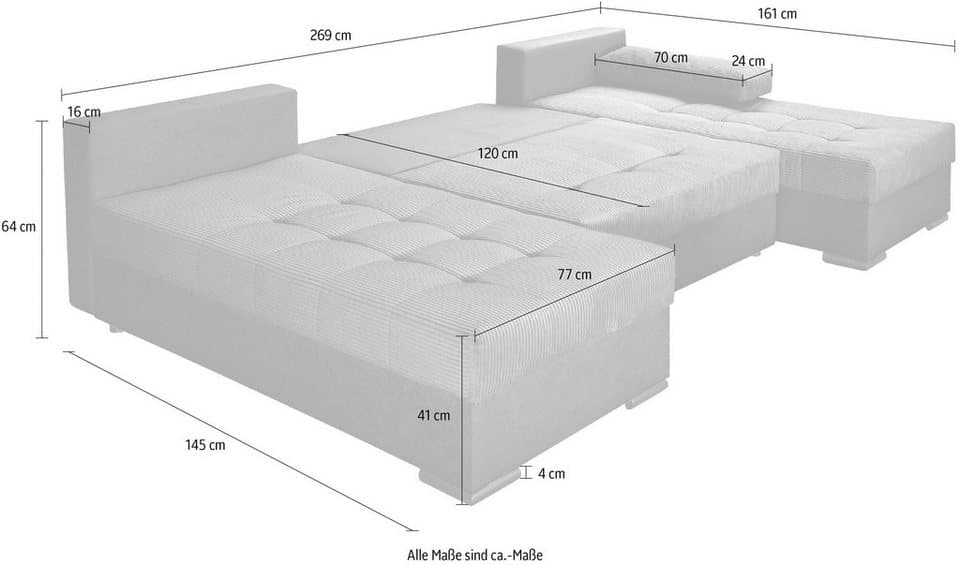 COLLECTION AB Wohnlandschaft Josy U-Form, B: 269 cm, Schlaffunktion & Bettkasten, Federkern - Thumbnail 17