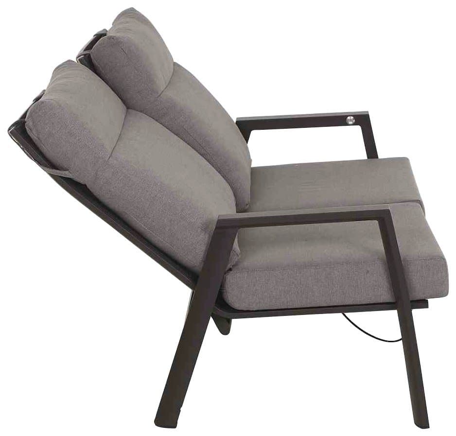 Siena Garden Gartenlounge-Set Valencia, (3-tlg., 1x Bank, 2x Sessel), Aluminium,verstellbar,inkl. Kissen in salt&pepper, mit Reißverschluss - Thumbnail 4