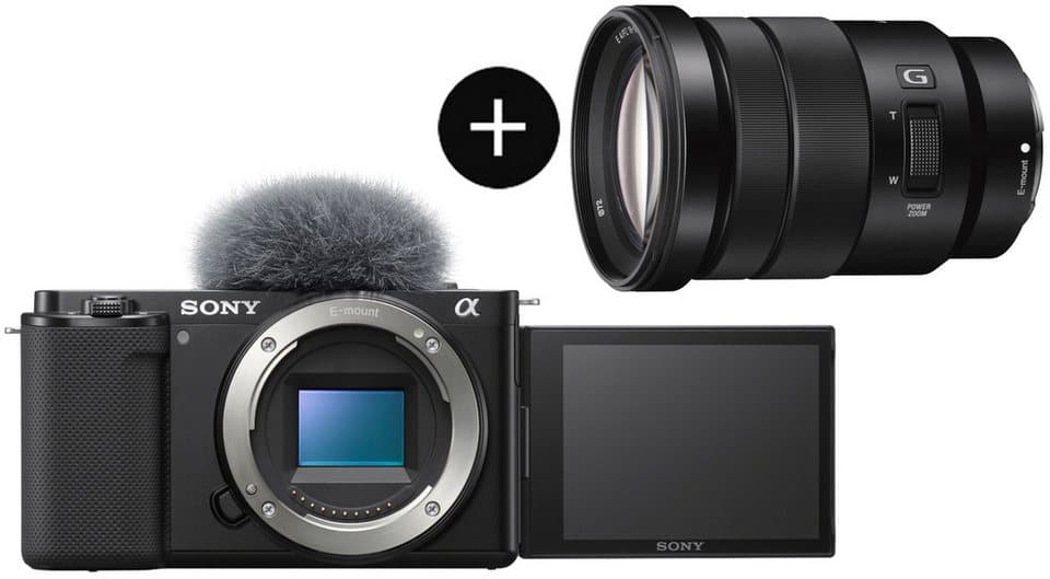Sony Set: SELP18105G Objektiv + ZVE10BDI Systemkamera (SELP18105G, 24,2 MP, WLAN (Wi-Fi), Bluetooth)