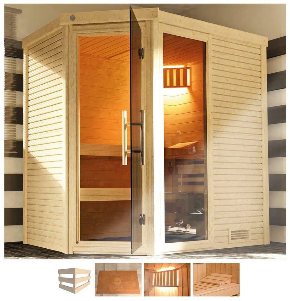 weka Sauna Cubilis, BxTxH: 195 x 145 x 205 cm, 45 mm, ohne Ofen, inkl. Aufbauservice