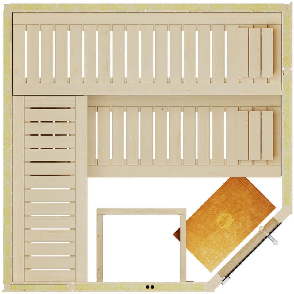 weka Sauna Element-Ecksauna VARBERG 3, BxTxH: 194 x 194 x 199 cm, 38 mm, vorgefertigte Elemente, moderne Ganzglastür - Thumbnail 8