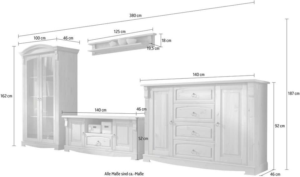 OTTO home Wohnwand Anna, (Set, 4-St), aus massiver Kiefer, FSC®, im romantischen Landhausstil - Thumbnail 8