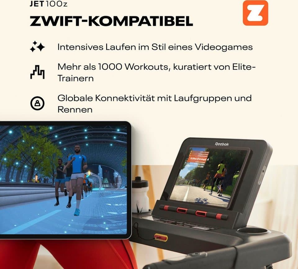 Reebok Laufband Jet 100z (mit LED-Display und eingebauten Handpulssensoren), bis max. 18 km/h, klappbar, mit Steigung, 110 kg max. Benutzergewicht - Thumbnail 3