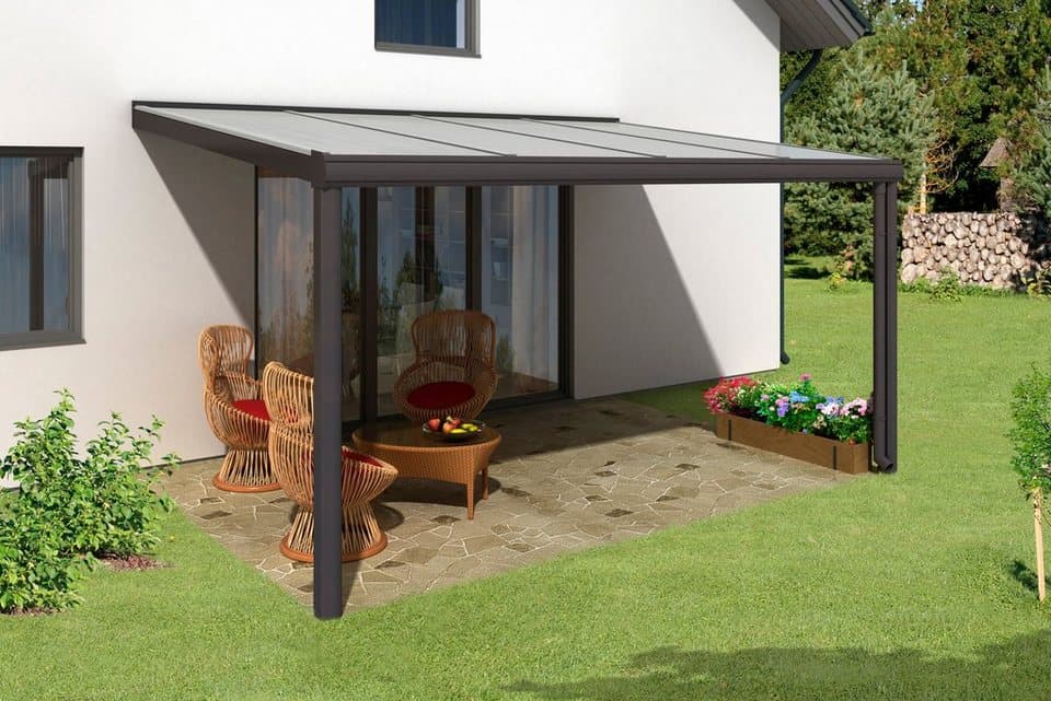 Skanholz Terrassendach Genua, BxT: 434x257 cm, Bedachung Doppelstegplatten, 434 cm Breite, verschiedene Tiefe - Bild 1