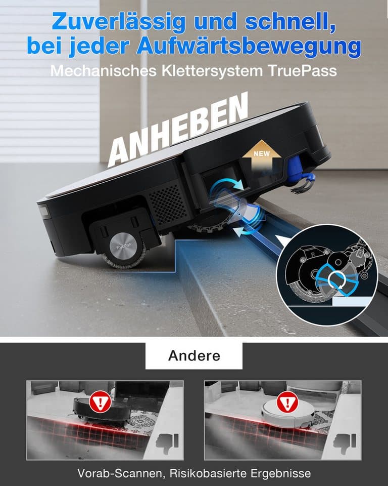 ECOVACS Saugroboter mit Wischfunktion DEEBOT X11 OmniCyclone, 19.500 Pa, 18 l/s Luftstrom, 110 W, beutellos, Schnellladefunktion, Wischrolle, beutellos - Thumbnail 7