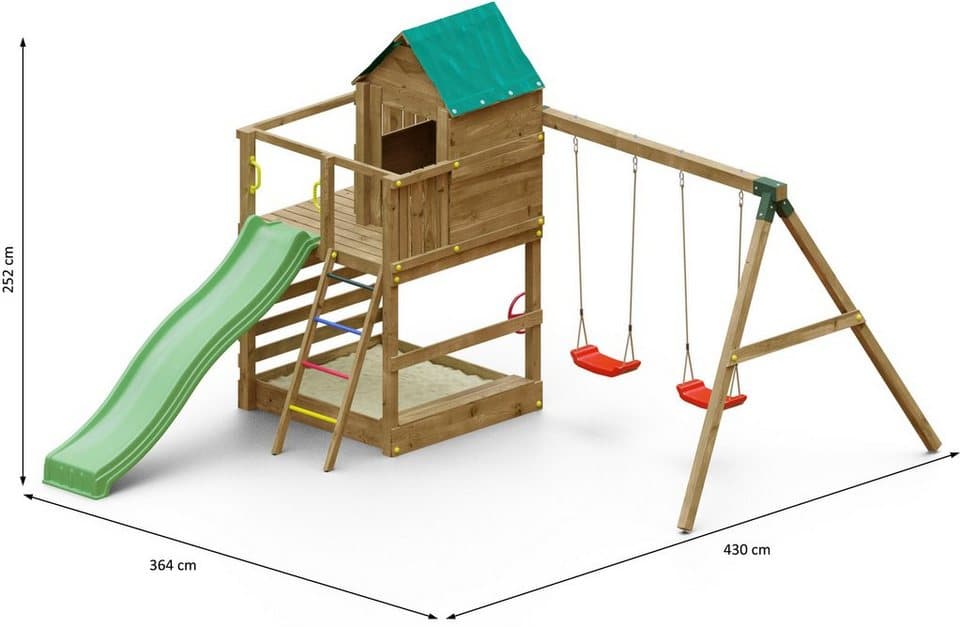 FUNGOO Spielturm Jarcas4, mit Schaukel & Rutsche, Kletterwand - Thumbnail 5