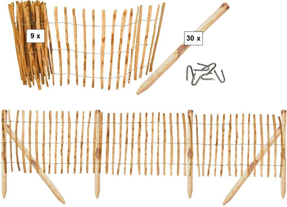 Tetzner & Jentzsch Gartenzaun Rollzaun Rosswell 7, (Set), 90 cm hoch, 9 Elemente für 45 Meter Zaun, mit 30 Pfosten