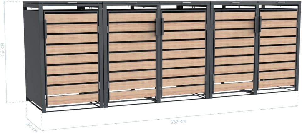 WESTMANN Mülltonnenbox Lacina, Platz für 5 Mülltonnen je 240 L, BxHxT: 332x80x116 cm - Thumbnail 8