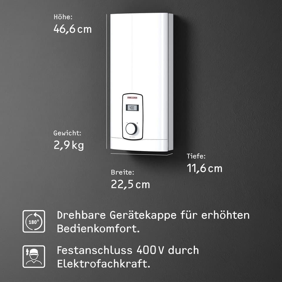 STIEBEL ELTRON Komfort-Durchlauferhitzer DHB-E 27 kW LCD, gradgenaue Temperaturwahl, elektronisch, min. 20 °C, max. 60 °C, 3i Technologie für konstante Warmwassertemperatur, LC-Display - Thumbnail 2