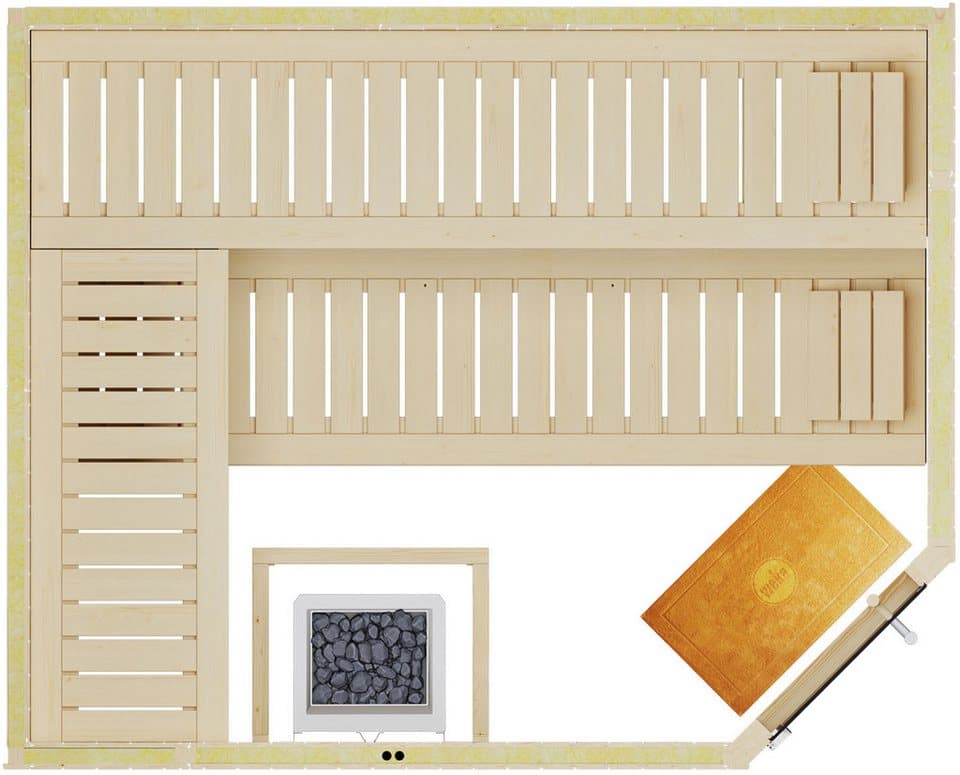 weka Sauna Element-Ecksauna VARBERG 4, BxTxH: 244 x 194 x 199 cm, 68 mm, vorgefertigte Elemente, moderne Ganzglastür - Thumbnail 7