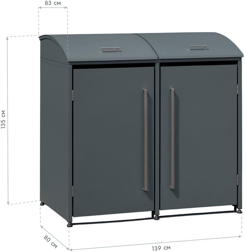 WESTMANN Mülltonnenbox Moderna 2, Platz für 2 Mülltonnen je 240 L, BxHxT: 139x83x135 cm - Thumbnail 7