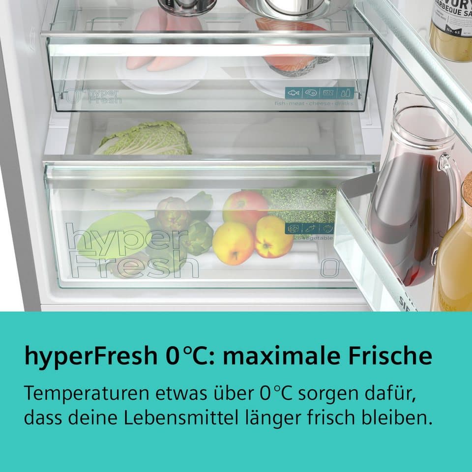 SIEMENS Kühl-/Gefrierkombination iQ300 KG39N2LAF, 203 cm hoch, 60 cm breit, noFrost, hyperFresh 0°C Schublade, nahtlose Platzierung, LED-Licht - Thumbnail 2