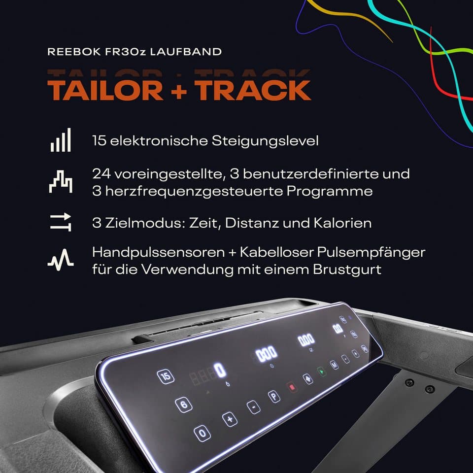 Reebok Laufband FR30z Floatride (mit integriertem Ventilator und Tablet-Halterung, Bluetooth), bis max. 20 km/h, mit Steigung, 150 kg max. Benutzergewicht - Thumbnail 25