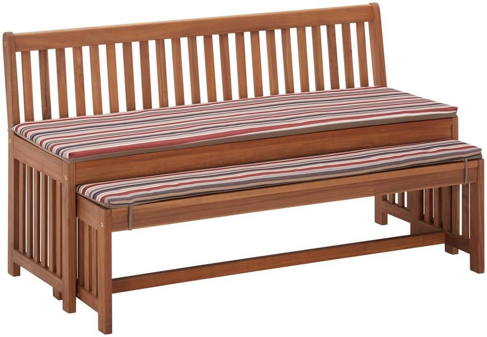 MERXX Garten-Essgruppe Hawaii, (4x Bänke, 2x Tische, 4x Sitzkissen), Akazienholz FSC® 100 % - Thumbnail 5
