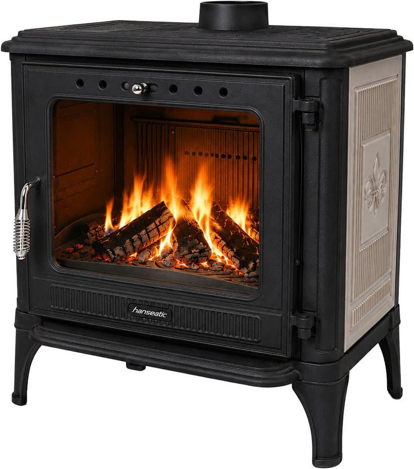 Hanseatic Kaminofen Castor XXL Beige, 10,6 kW, Zeitbrand, Großer Feuerraum - Thumbnail 4