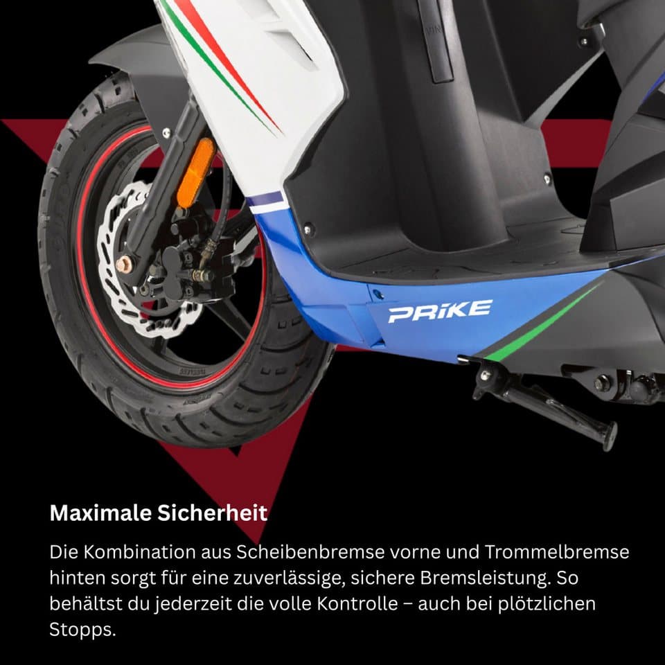 PRIKE Motorroller PRIKE P19 50 Sport, E5 (45km/h), 50 ccm, 45 km/h, Euro 5, Kraftstoffeinspritzung (EFI), 12" Bereifung, LED Beleuchtung, 3,1 PS - Thumbnail 5